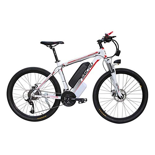Electric Bike : ZZQ Electric Mountain Bike 350 / 500W 26'' Electric Bicycle with Removable 48V Lithium-Ion Battery 21 Speed Shifter, whitered