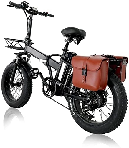 Electric Bike : 通用 GW20-20 inch folding electric bike, 4.0 wide tire snowmobile, 48V lithium battery powerful mountain bike, aluminum alloy electric bike, LCD instrument, with rear seat bag