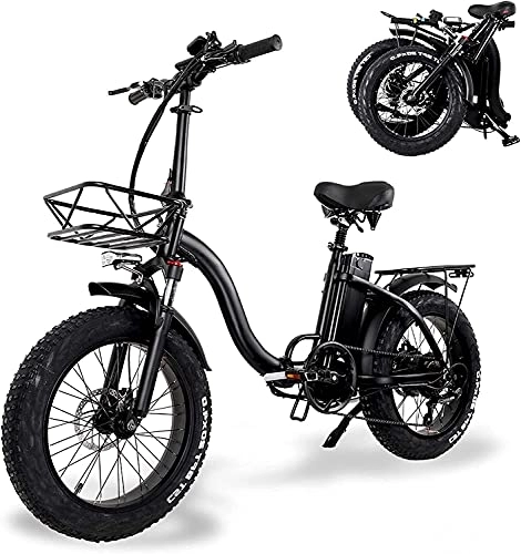 Electric Bike : 通用 Y20-20 inch folding electric bike, 4.0 wide tire snowmobile, aluminum alloy mountain bike, pedal assist (15Ah), LCD instrument