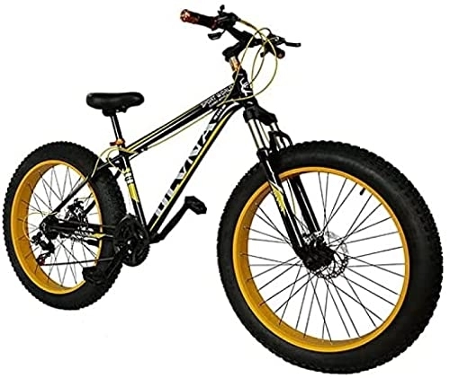 Fat Tyre Bike : 20 / 26 Inch Fat Tire Mountain Bike, Adult Men's And Women's Outdoor Road Bicycle, Sand Bike, 21-27 Speed, Disc Brake, Suspension Fork, Yellow, 26inch / 24Speed, superiorquality