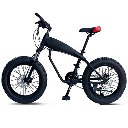 Fat Tyre Bike : 20 Inch Mountain Bikes, 30-Speed Overdrive Fat Tire Bicycle, Boys Womens Aluminum Frame Hardtail Mountain Bike with Front Suspension, Blue, Spoke FDWFN (Color : Black)