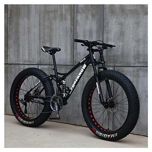 Fat Tyre Bike : 24 / 26 Inch Mens Fat Tire Mountain Bike, Beach Snow Bikes, Double Disc Brake Cruiser Bicycle, Lightweight High-Carbon Steel Frame, Ultra-Wide 4.0 Big Tires Aluminum Alloy Wheels, Six Colors Available