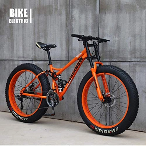 Fat Tyre Bike : 24 / 26 Inch Mountain Bikes Fat Tire High Carbon Steel Frame Softail Dual Suspension Mechanical Disc Brake for Teens Men And Women, 27 speed 26IN