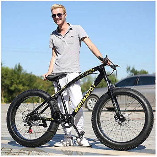 Fat Tyre Bike : 24 / 26 Inch Mountain Bikes, Fat Tire Mountain Trail Bike, Dual Disc Brake Bicycle, High-carbon Steel Frame for Teens of Adults Men And Women