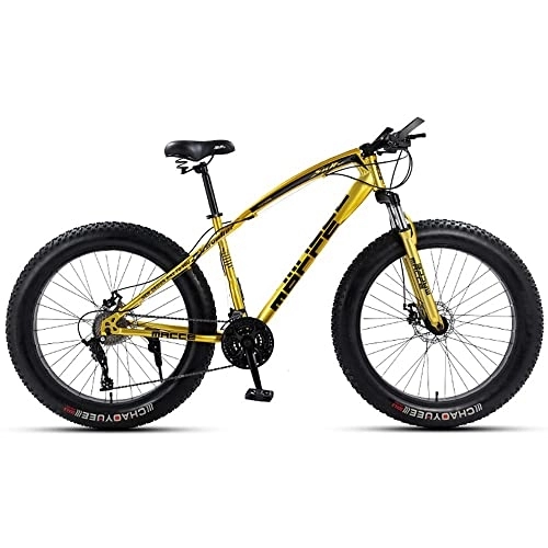 Fat Tyre Bike : 24 / 26 Inch Thick Wheel Mountain Bike, 7 / 21 / 24 / 27 / 30 Speed Adult Fat Tire Mountain Trail Bike, Mens Adults Mountain Bicycle, High-Carbon Steel Frame D