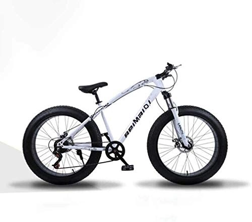 Fat Tyre Bike : 24 Inch Fat Tire Hardtail Mountain Bike, Adult Mountain Bicycle, Dual Suspension Frame And Suspension Fork All Terrain Mountain Bicycle, (Color : White spoke, Size : 24 speed)
