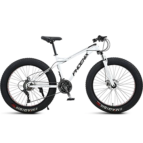 Fat Tyre Bike : 24 Inch Mountain Bikes, 4.0 Inch Thick Wheel, Adult Fat Tire Mountain Trail Bike, 7 / 21 / 24 / 27 / 30 Speed Bicycle, High-carbon Steel Frame Dual Full Suspension Dual Disc Brake