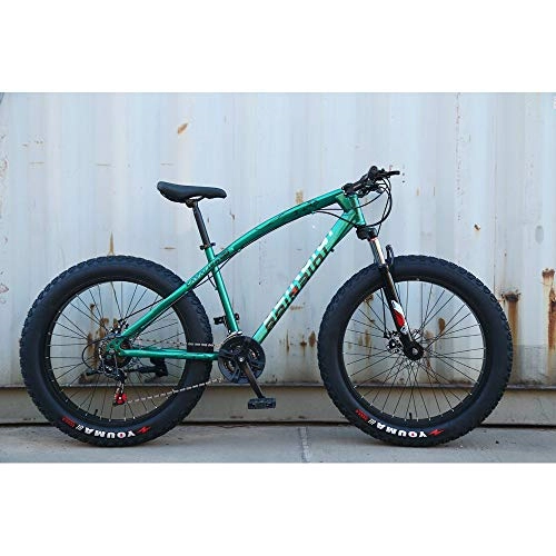 Fat Tyre Bike : 26 4.0-Inch Wide Mountain Bike Tire for Snow Beach Front Bicycle Disc Bis, Green