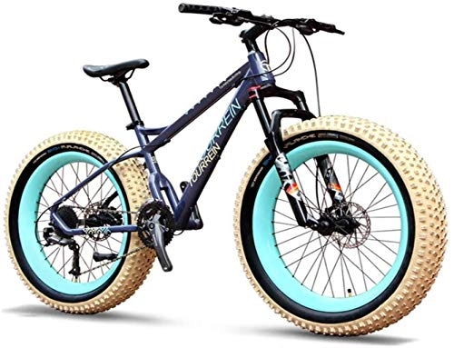 Fat Tyre Bike : 26 Inch 27-Speed Adult Mountain Bikes, Professional Fat Tire Hardtail Mountain Bicycle, Aluminum Frame Front Suspension All Terrain MTB Bikes for Men / Women