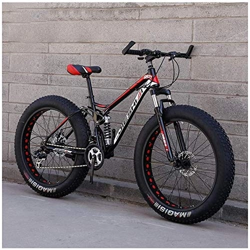 Fat Tyre Bike : 26 Inch Fat Tire Hardtail Mountain Bike, Dual Suspension Frame And Suspension Fork All Terrain Mountain Bike, 7 / 21 / 24 / 27 Speed, 26 Inches 21 Speeds