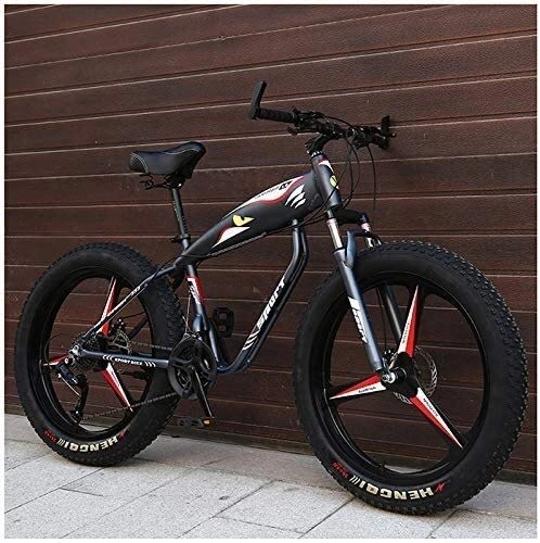 Fat Tyre Bike : 26 Inch Hardtail Mountain Bike, Adult Fat Tire Mountain Bicycle, Mechanical Disc Brakes, Front Suspension Men Womens Bikes XIUYU (Color : Grey 3 Spokes)