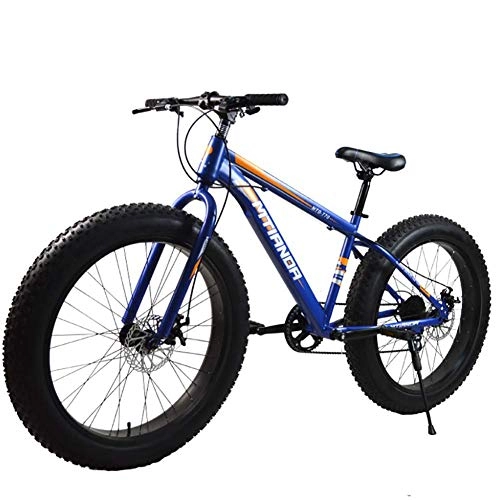 Fat Tyre Bike : 26 Inch Mountain Bike / Dual Disc Brake Variable Speed 4.0 Tire Aluminum Alloy Thickened Rim Snowmobile 7 Speed, Suitable For Adult Fat Man Woman Driving, Blue