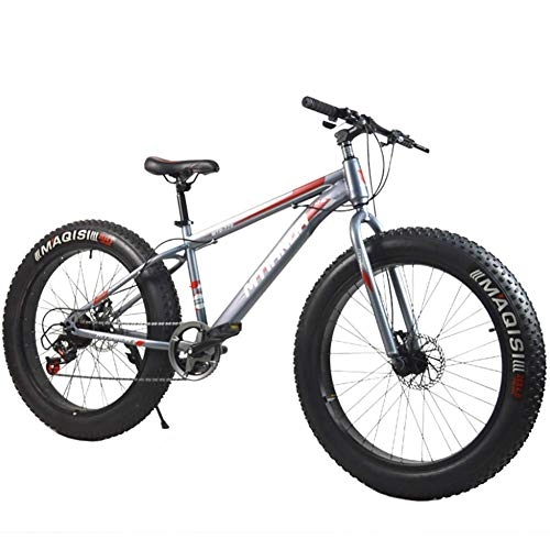 Fat Tyre Bike : 26 Inch Mountain Bike / Dual Disc Brake Variable Speed 4.0 Tire Aluminum Alloy Thickened Rim Snowmobile 7 Speed, Suitable For Adult Fat Man Woman Driving, White