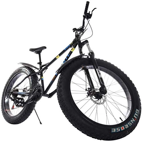 Fat Tyre Bike : 26 Inch Mountain Bike Fat Tire Junior Bike 21 Speed High-Tensile Steel Frame Bicycle Trail Bikes Lightweight and Durable City Riding