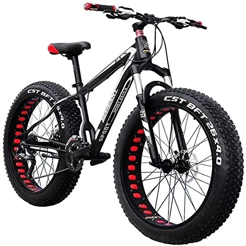 Fat Tyre Bike : 26 Inch Mountain Bike Hybrid Fat Tire Snow Bicycle with 30 Speed and Lockable Fork / Dual Disc Brake Adjustable Seat Country Gearshift Bicycle black-30speed