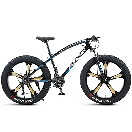 Fat Tyre Bike : 26 Inch Mountain Bikes, 21 / 24 / 27 / 30 Speed Bicycle, Adult Fat Tire Mountain Trail Bike, High-carbon Steel Frame Dual Full Suspension Dual Disc Brake 4.0 Inch Thick Wheel