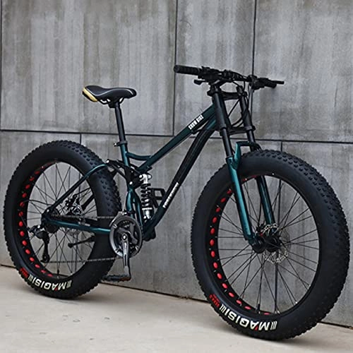 Fat Tyre Bike : 26 inch Mountain Bikes 24 Speed Bicycle Adult Men Women Fat Tire Mountain Trail Bike, High-Carbon Steel Frame with Dual Full Suspension Dual Disc Brake
