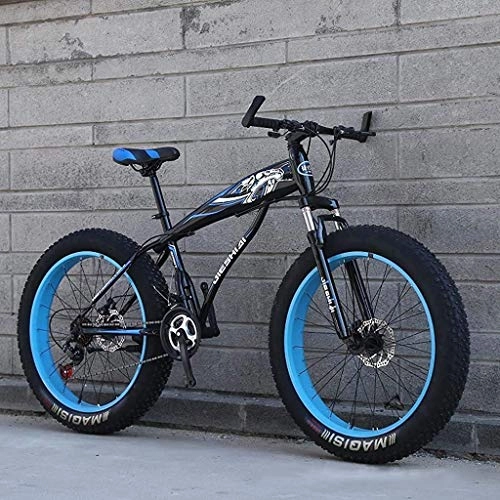 Fat Tyre Bike : 26 Inch Mountain Bikes, Adult Boys Girls Fat Tire Mountain Trail Bike, Dual Disc Brake Bicycle, High-carbon Steel Frame, Anti-Slip Bikes 7 / 21 / 24 / 27 speed