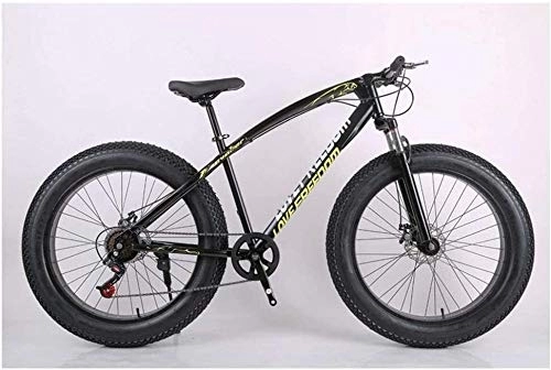 Fat Tyre Bike : 26 Inch Mountain Bikes, Adult Boys Girls Fat Tire Mountain Trail Bike, Dual Disc Brake Bicycle, High-carbon Steel Frame, Anti-Slip Bikes, Black, 27 / 7 / 21 / 24 Speed, 26 inches 24 speeds