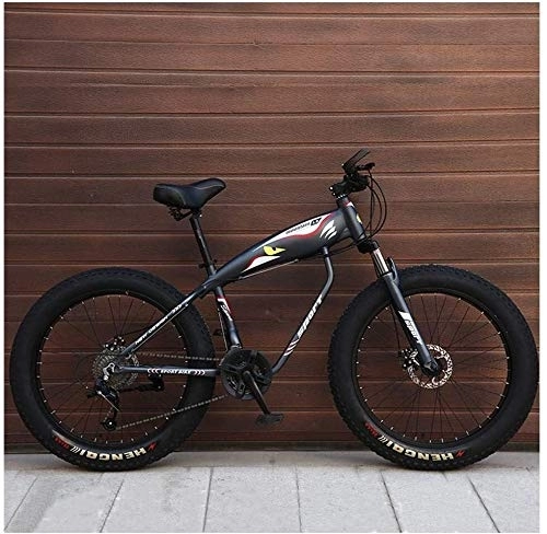 Fat Tyre Bike : 26 Inch Mountain Bikes, Fat Tire Hardtail Mountain Bike, Aluminum Frame Alpine Bicycle, Mens Womens Bicycle with Front Suspension (Color : Grey, Size : 24 Speed Spoke)