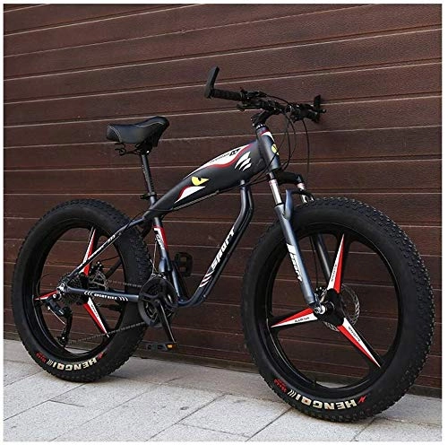Fat Tyre Bike : 26 Inch Mountain Bikes, Fat Tire Hardtail Mountain Bike, Aluminum Frame Alpine Bicycle, Mens Womens Bicycle with Front Suspension (Color : Grey, Size : 27 Speed 3 Spoke)