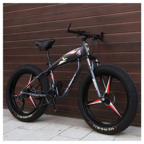 Fat Tyre Bike : 26 Inch Mountain Bikes, Fat Tire Hardtail Mountain Bike, Aluminum Frame Alpine Bicycle, Mens Womens Bicycle with Front Suspension, Gray, 21 Speed 3 Spoke