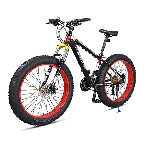 Fat Tyre Bike : 26 Inch Mountain Bikes, Fat Tire High-Carbon Steel Hardtail Mountain Trail Bike Dual Disc Brake And Dual Suspension Frame All Aluminum Pedals Adult