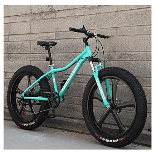 Fat Tyre Bike : 26 Inch Mountain Bikes, High-carbon Steel Hardtail Mountain Bike, Fat Tire All Terrain Mountain Bike, Women Men's Anti-Slip Bikes, Blue, 21 Speed 5 Spoke