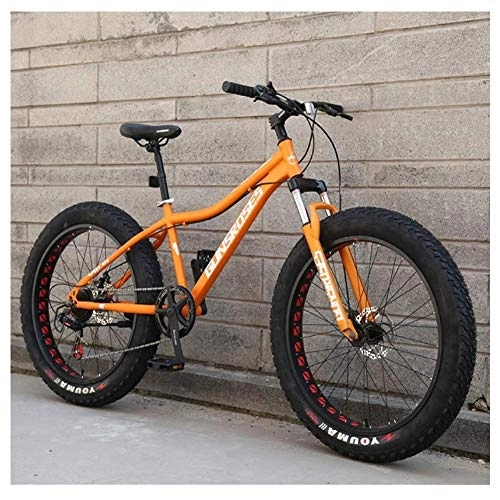 Fat Tyre Bike : 26 Inch Mountain Bikes, High-carbon Steel Hardtail Mountain Bike, Fat Tire All Terrain Mountain Bike, Women Men's Anti-Slip Bikes, Yellow, 21 Speed Spoke