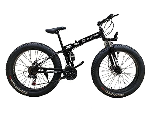 Fat Tyre Bike : 26 Inch Thick Wheel Mountain Bikes, Adult Boys Girls Fat Tire Mountain Trail Bike, Dual Disc Brake Bicycle, High-carbon Steel Frame Fat Tire Mountain Trail Bike, Anti-Slip Bikes (Black)