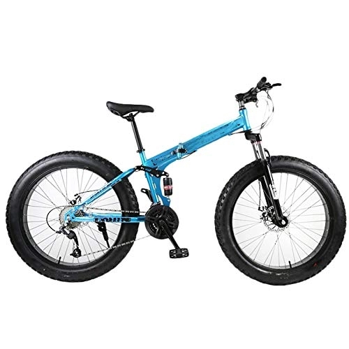 Fat Tyre Bike : 26 Inch Wheel Adult Foldable Mountain Fat Bike, 27 Speed 4.0 Super Wide Tires Sports Cycling Road Bicycle, for Urban Environments and Commuting To and From Get Off Work