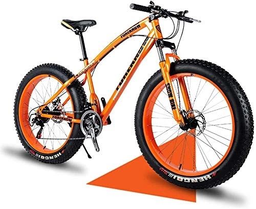 Fat Tyre Bike : 26 Mountain Bikes, 24 Speed Bicycle, Adult Fat Tire Mountain Trail Bike, Snow Bike, High-carbon Steel Frame Dual Full Suspension Dual Disc Brake orange