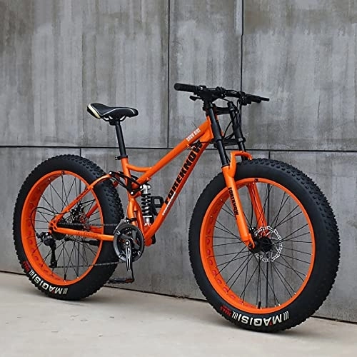 Fat Tyre Bike : 26" Mountain Bikes, Adult Fat Tire Mountain Trail Bike, 7 / 21 / 24 / 27 / 30 Speed Bicycle, High-carbon Steel Hardtail Mountain Bike, Mountain Bicycle with Front Suspension Adjustable Seat