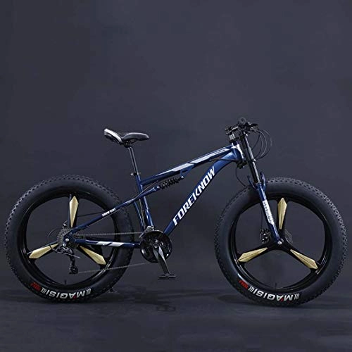 Fat Tyre Bike : 26Inch Fat Tire Mountain Bike, Double Disc Brake Snow Offroad Bicycle, All Terrain Damping Beach Bikes, 4.0 Wide Magnesium Alloy Wheels, D, 21 speed