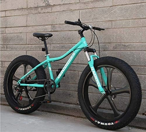 Fat Tyre Bike : 26Inch Fat Tire Mountain Bikes, Dual Suspension Frame And Suspension Fork All Terrain Men's Mountain Bicycle Adult, (Color : Green 2, Size : 27Speed)