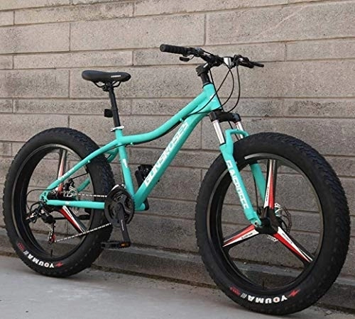 Fat Tyre Bike : 26Inch Fat Tire Mountain Bikes, Dual Suspension Frame And Suspension Fork All Terrain Men's Mountain Bicycle Adult, (Color : Green 3, Size : 24Speed)