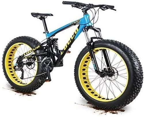 Fat Tyre Bike : 27 Speed Adult Mountain Bikes, 26 Inch Dual-Suspension Mountain Bikes, Oil Disc Brake Anti-Slip Bikes, Mens Womens Overdrive Fat Tire Bicycle (Color : Blue)