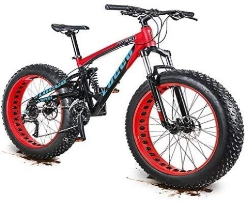 Fat Tyre Bike : 27 Speed Adult Mountain Bikes, 26 Inch Dual-Suspension Mountain Bikes, Oil Disc Brake Anti-Slip Bikes, Mens Womens Overdrive Fat Tire Bicycle, (Color : Red)