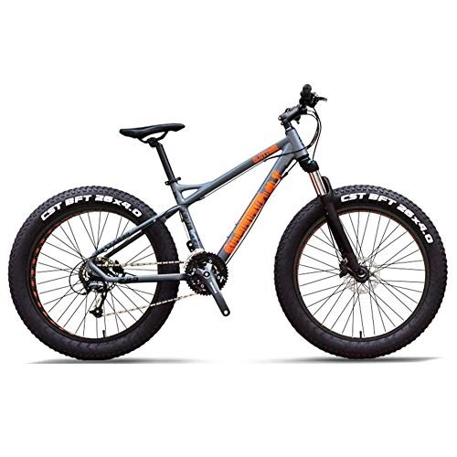 Fat Tyre Bike : 27-Speed Mountain Bikes, Professional 26 Inch Adult Fat Tire Hardtail Mountain Bike, Aluminum Frame Front Suspension All Terrain Bicycle, E FDWFN