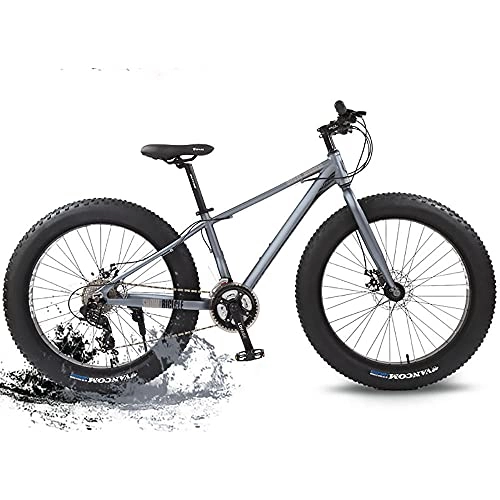 Fat Tyre Bike : 4.0 fat tire mountain bike 26 snow tire 21 speed / mechanical brake / suitable for beach travel outdoor off-road bicycle-gray