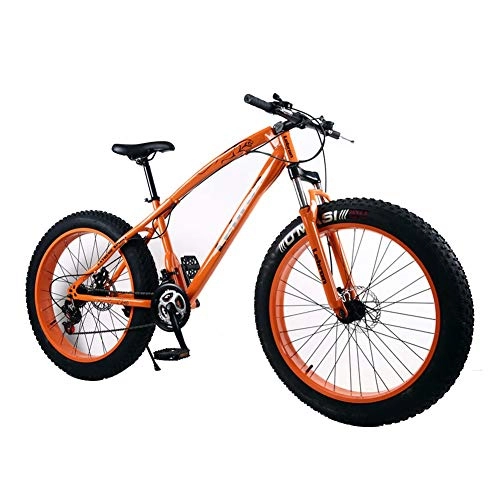Fat Tyre Bike : 4.0 Fat Tire Mountain Bike Mountain Trail Bike Bold Fork Dual Disc Brakes Mountain Bicycle Adjustable Seat Thickened Seat Cushion Safe And Comfortable Riding ( Size : 26 inch , 速度 Speed : 24 Speed )