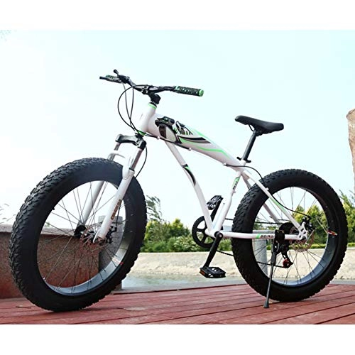 Fat Tyre Bike : Adult Fat Bike Anti-slip Outroad Racing Cycling, RNNTK High Carbon Steel Frame BMX All Terrain Mountain Bicycle, Double Disc Brakes A Variety Of Colors A -7 Speed -26 Inches