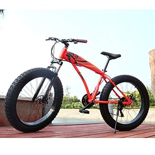 Fat Tyre Bike : Adult Fat Bike Anti-slip Outroad Racing Cycling, RNNTK High Carbon Steel Frame BMX All Terrain Mountain Bicycle, Double Disc Brakes A Variety Of Colors B -21 Speed -26 Inches