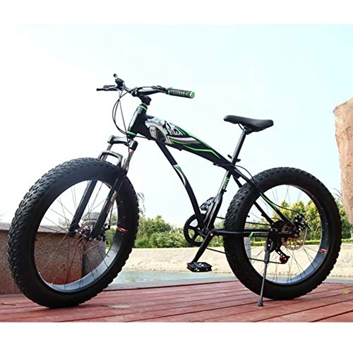 Fat Tyre Bike : Adult Fat Bike Anti-slip Outroad Racing Cycling, RNNTK High Carbon Steel Frame BMX All Terrain Mountain Bicycle, Double Disc Brakes A Variety Of Colors C -7 Speed -26 Inches