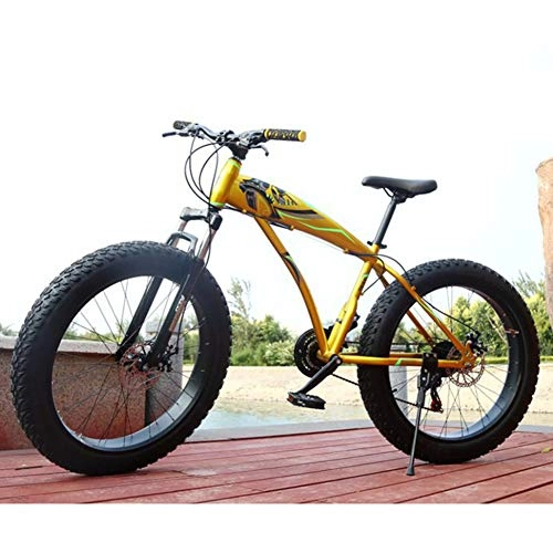 Fat Tyre Bike : Adult Fat Bike Anti-slip Outroad Racing Cycling, RNNTK High Carbon Steel Frame BMX All Terrain Mountain Bicycle, Double Disc Brakes A Variety Of Colors D -21 Speed -26 Inches