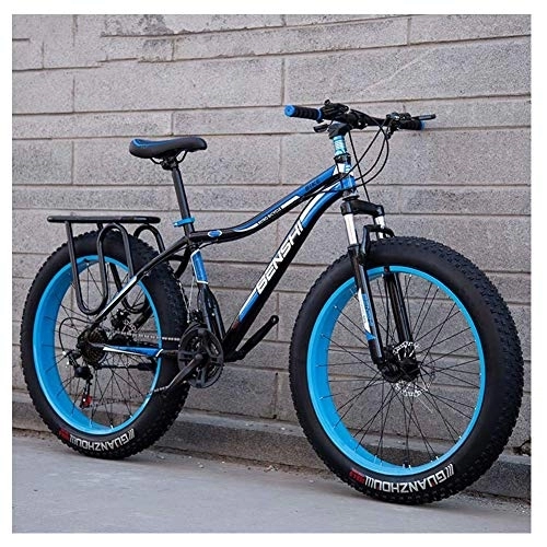 Fat Tyre Bike : Adult Fat Tire Mountain Bikes, Dual Disc Brake Hardtail Mountain Bike, Front Suspension Bicycle, Women All Terrain Mountain Bike, Blue A, 24 Inch 21 Speed