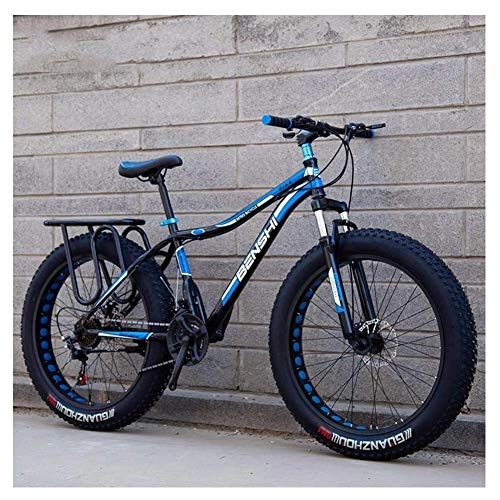 Fat Tyre Bike : Adult Fat Tire Mountain Bikes, Dual Disc Brake Hardtail Mountain Bike, Front Suspension Bicycle, Women All Terrain Mountain Bike, Blue B, 24 Inch 24 Speed