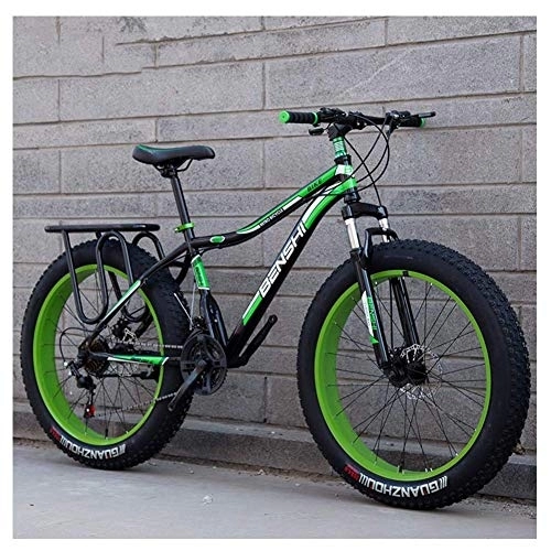Fat Tyre Bike : Adult Fat Tire Mountain Bikes, Dual Disc Brake Hardtail Mountain Bike, Front Suspension Bicycle, Women All Terrain Mountain Bike, Green A, 24 Inch 21 Speed