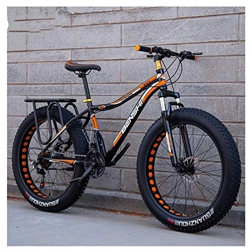 Fat Tyre Bike : Adult Fat Tire Mountain Bikes, Dual Disc Brake Hardtail Mountain Bike, Front Suspension Bicycle, Women All Terrain Mountain Bike, Orange B, 24 Inch 21 Speed