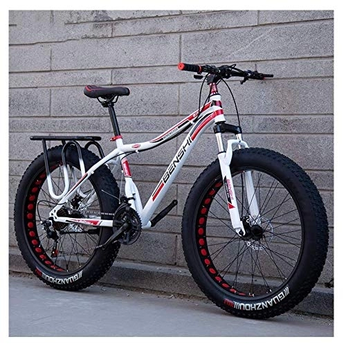Fat Tyre Bike : Adult Fat Tire Mountain Bikes, Dual Disc Brake Hardtail Mountain Bike, Front Suspension Bicycle, Women All Terrain Mountain Bike, White B, 24 Inch 21 Speed